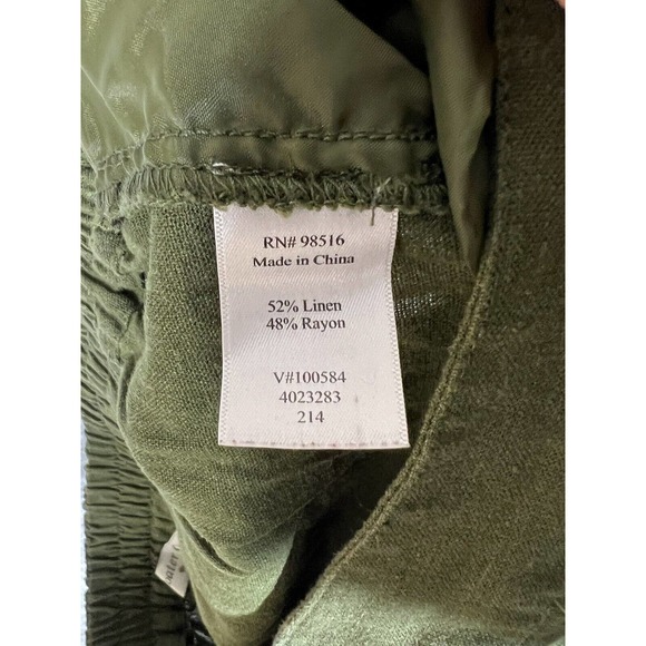 Coldwater Creek Linen Rayon Pull On Cropped Pants Womens XS 4-6 Green Pockets - Picture 5 of 16